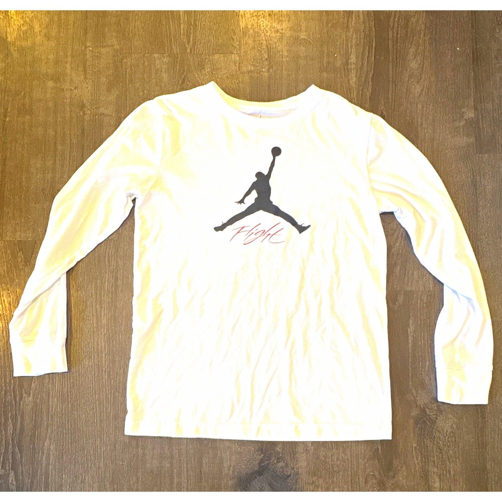 Jordan Air Jordan Jumpman Boys White Long Sleeve Crew Neck Graphic Tee XL